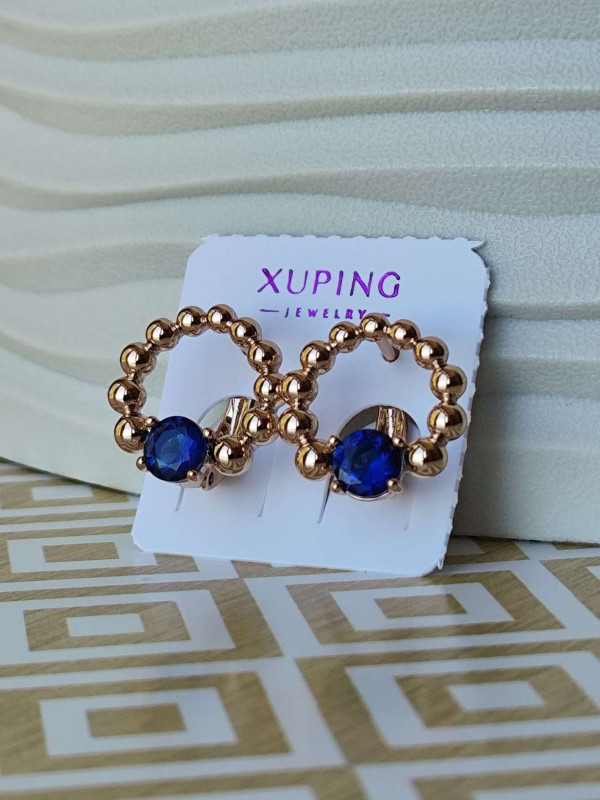 Сережки xuping коло з блакитним каменем