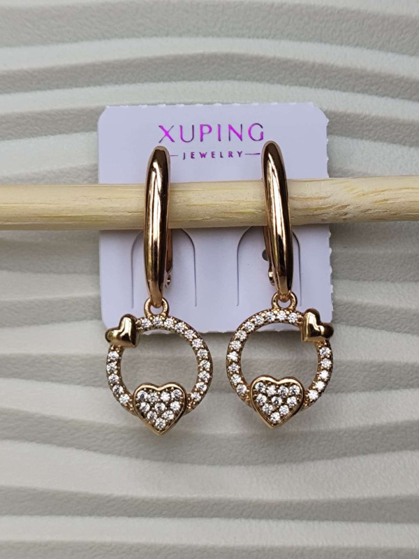 Сережки xuping підвіски серденько з камінням