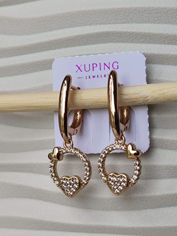 Сережки xuping підвіски серденько з камінням