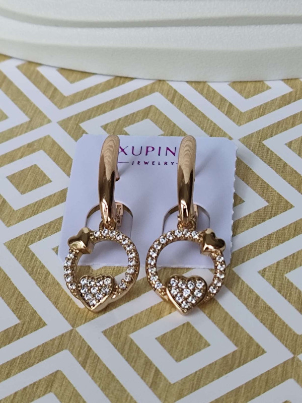 Сережки xuping підвіски серденько з камінням