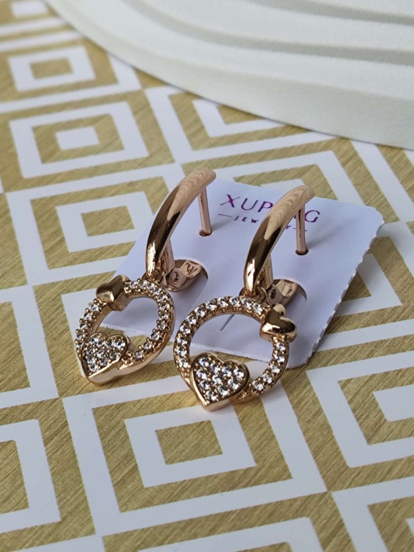 Сережки xuping підвіски серденько з камінням