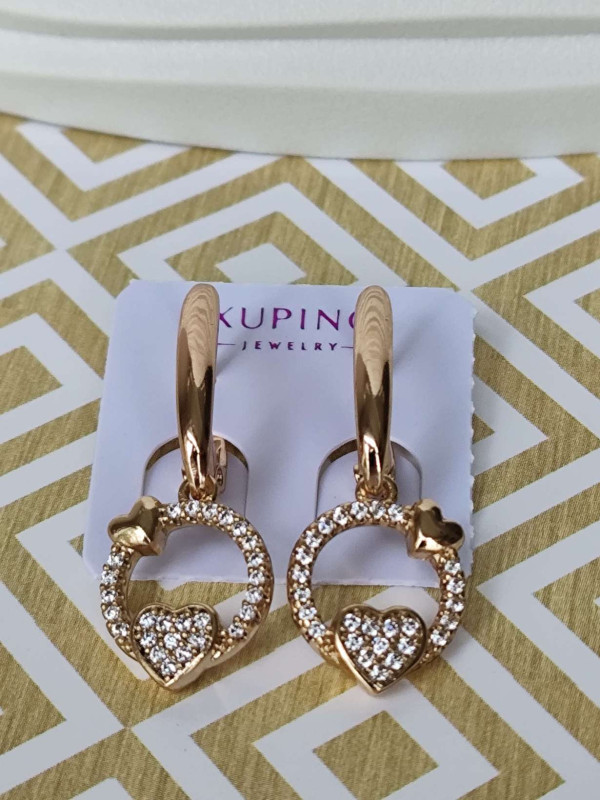 Сережки xuping підвіски серденько з камінням