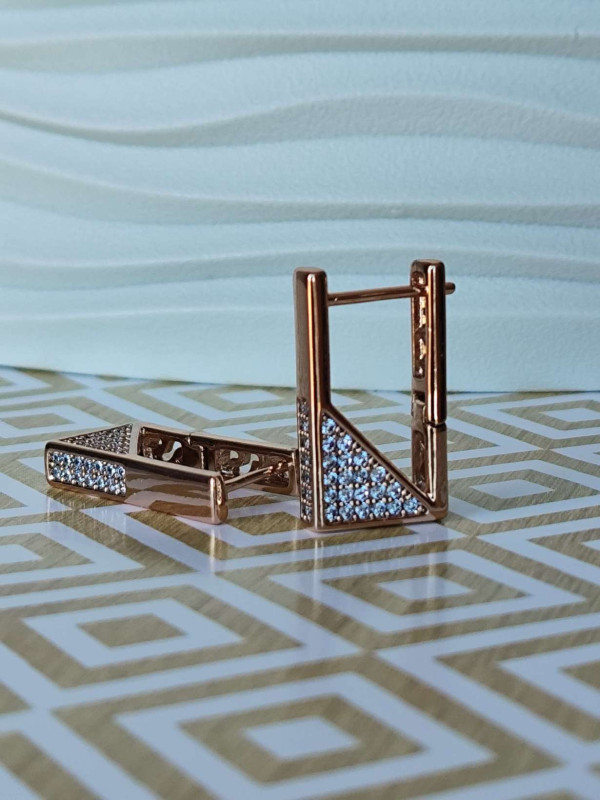 Сережки xuping прямокутні з камінням