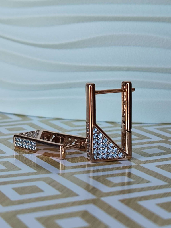 Сережки xuping прямокутні з камінням