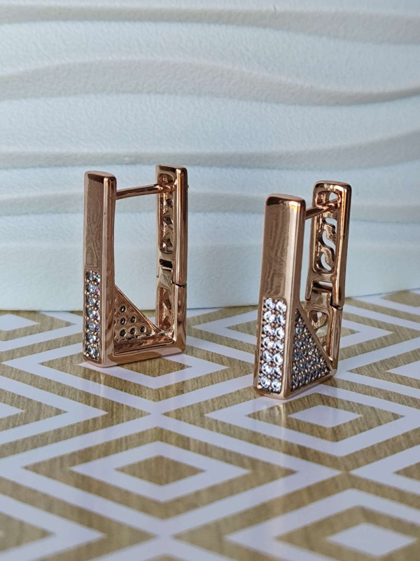 Сережки xuping прямокутні з камінням