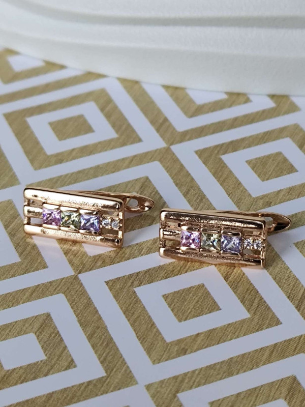 Сережки xuping з кольоровим камінням пастельних відтінків