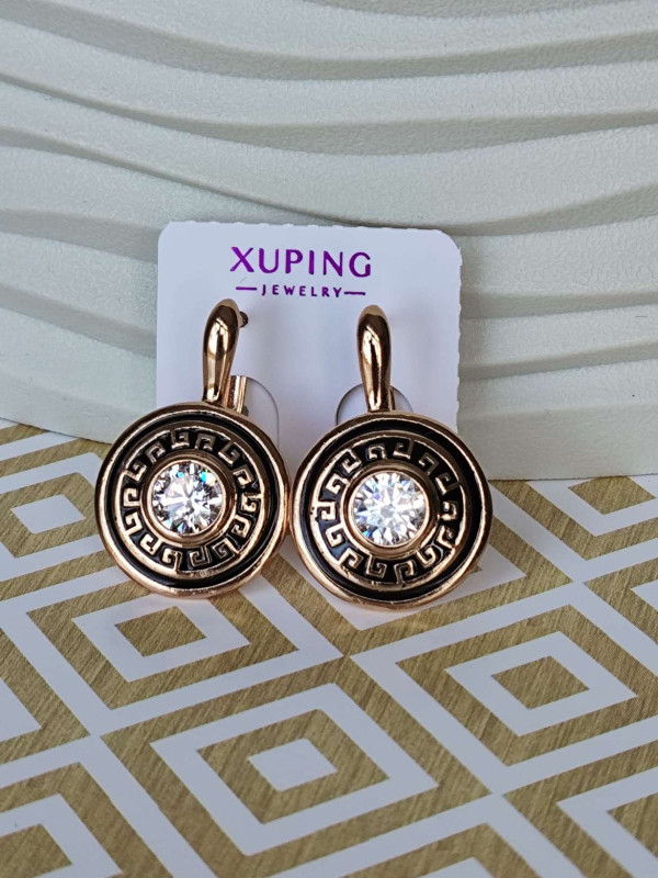 Сережки xuping вінтажні, чорна емаль