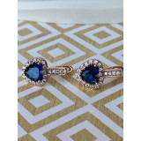 Сережки xuping серце з камінців, синій камінь