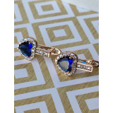 Сережки xuping серце з камінців, синій камінь