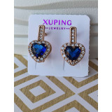 Сережки xuping серце з камінців, синій камінь
