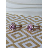 Сережки xuping серце з камінців, рожевий камінь