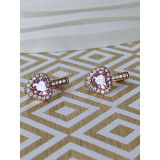 Сережки xuping серце з камінців, рожевий камінь