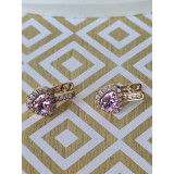 Сережки xuping серце з камінців, рожевий камінь