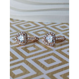 Сережки xuping серце з камінців, білий камінь