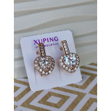 Сережки xuping серце з камінців, білий камінь