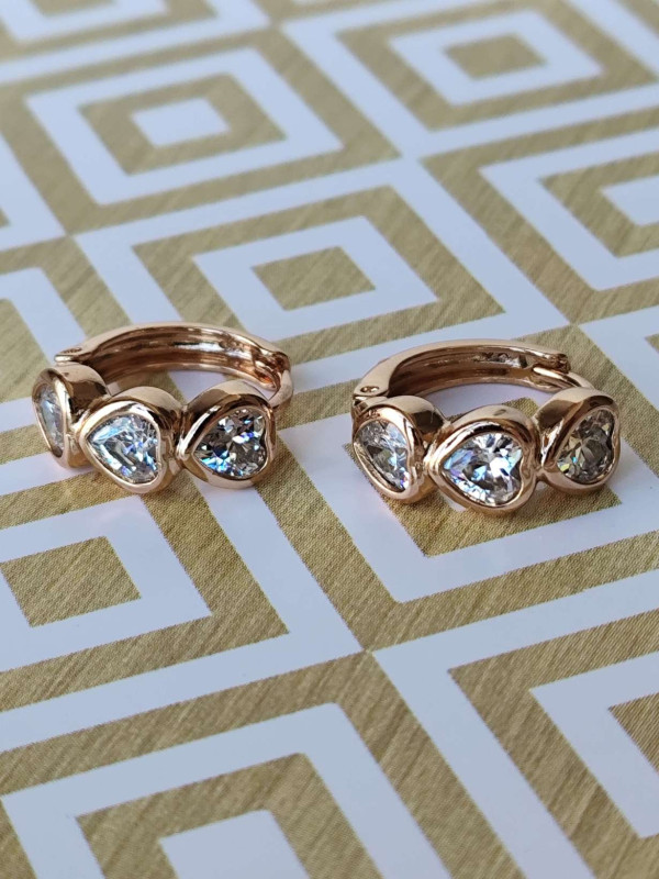 Сережки-кільця xuping серця з камінням