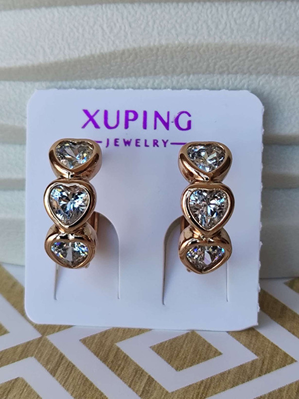 Сережки-кільця xuping серця з камінням