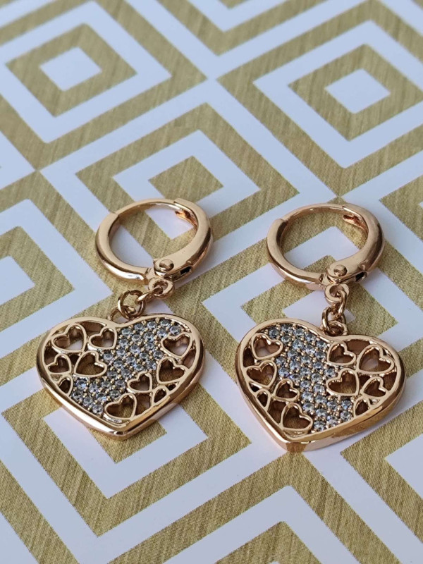 Сережки xuping підвіски серця з камінцями