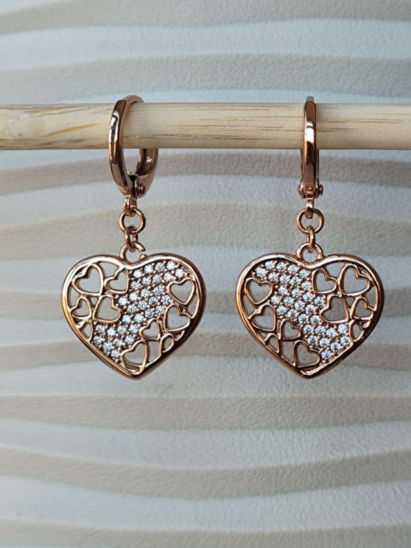 Сережки xuping підвіски серця з камінцями