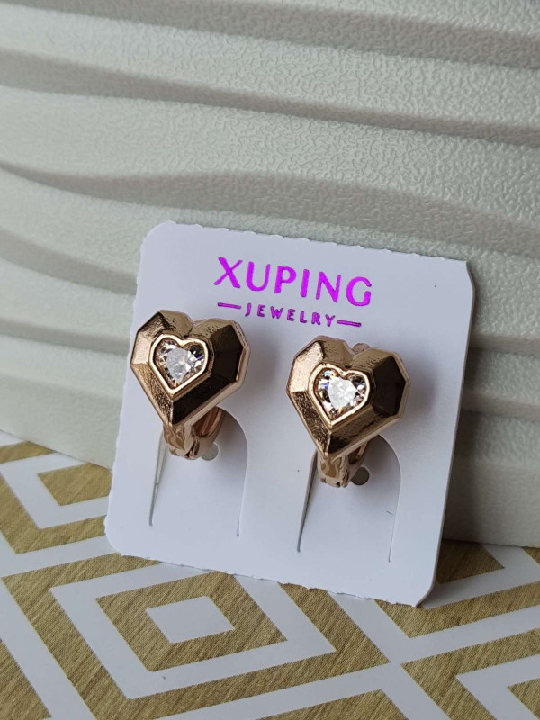 Сережки xuping у формі серця з камінцем