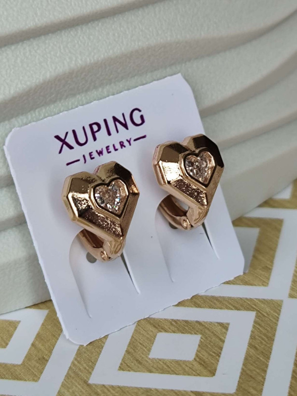 Сережки xuping у формі серця з камінцем