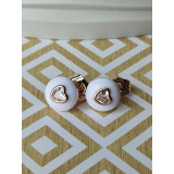 Сережки xuping цвяшки (пусети) серце, біла емаль