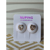 Сережки xuping цвяшки (пусети) серце, біла емаль