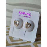 Сережки xuping цвяшки (пусети) серце, біла емаль