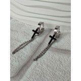 Сріблясті сережки-підвіски хрестики з нержавіючої сталі, покриття родій