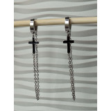 Сріблясті сережки-підвіски хрестики з нержавіючої сталі, покриття родій