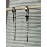 Сріблясті сережки-підвіски хрестики з нержавіючої сталі, покриття родій